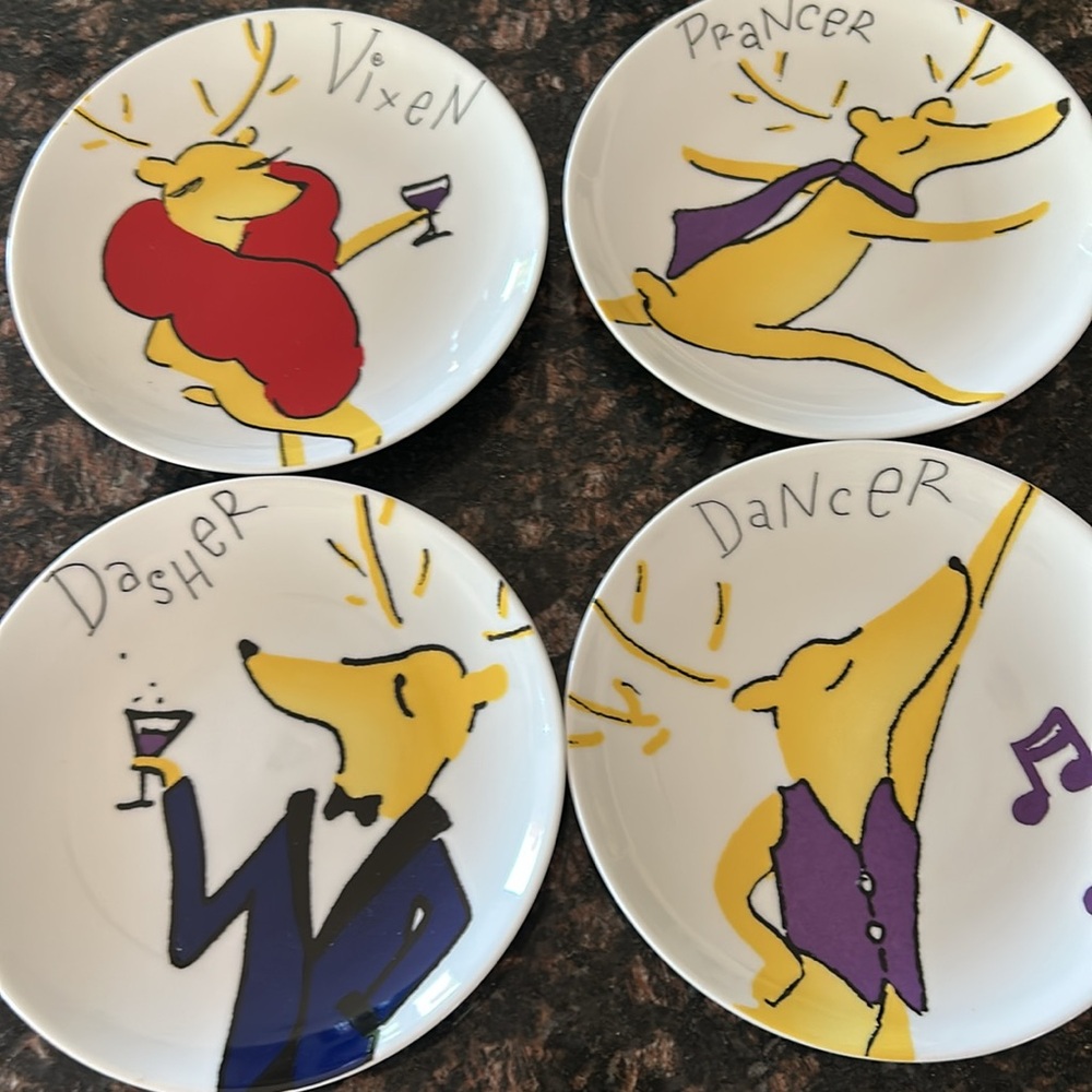 Pottery Barn Reindeer appetizer Plates